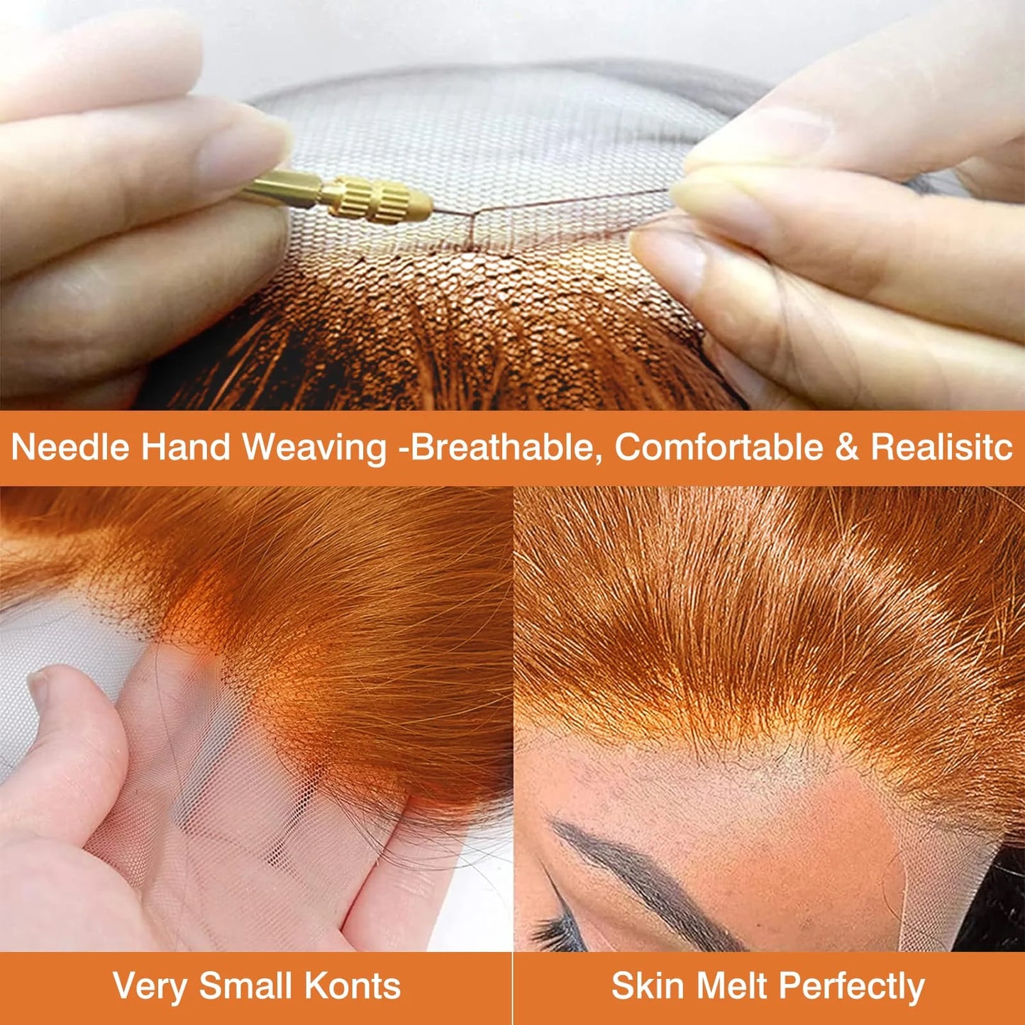 250% Density Ginger Orange Curly HD Transparent Lace Front Human Hair Wig (13x6 / 13x4, Brazilian Remy, 26”+)