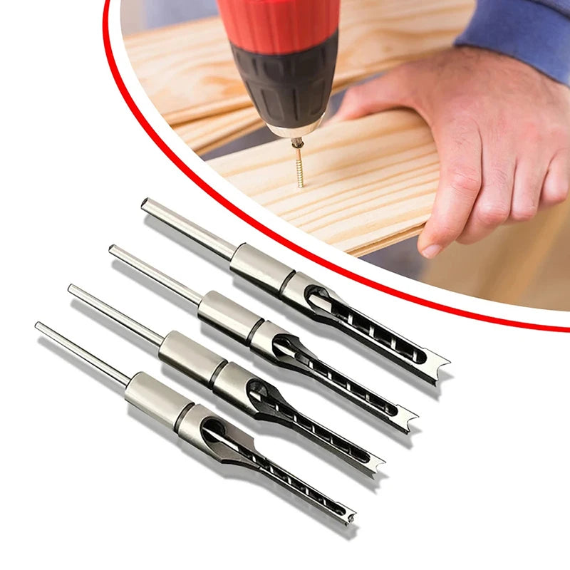 HSS Square Hole Drill Bit Set – Woodworking Mortising Chisel Auger Tools for DIY Furniture