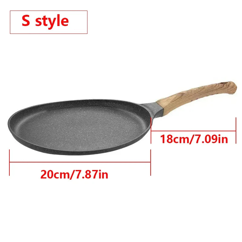 Nonstick Crepe & Pancake Pan with Wooden Handle – Induction Frying Pan for Eggs & Steak