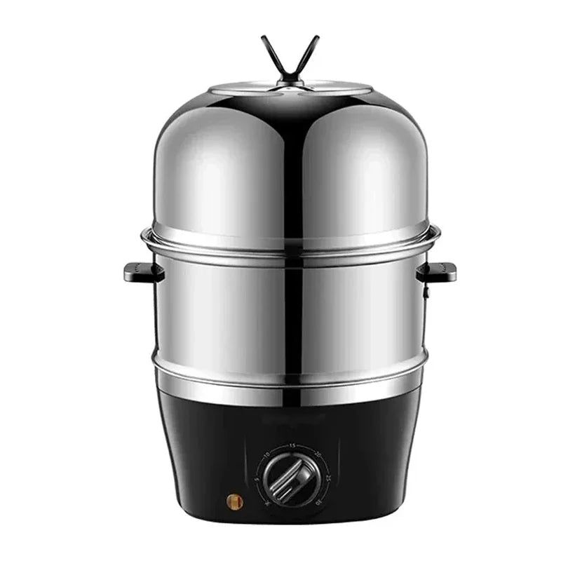Electric Double-Layer Egg Cooker – Stainless Steel Egg Boiler Steamer