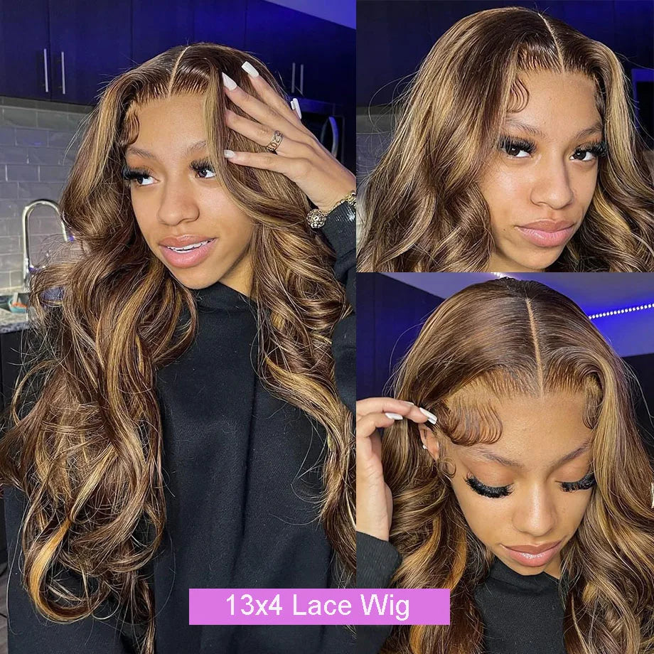 Body Wave Highlight 13x6/13x4 HD Lace Front Wig (Brazilian Human Hair, 30 Inch)