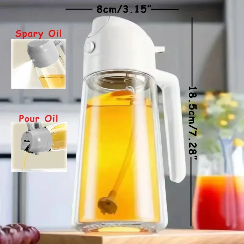 2 in 1 Pour Spray Sprayer Bottle for Kitchen Oil Sprayer Cooking 17oz/500ml Plastics Bottle Food-grade Oil Mister for Air Fryer
