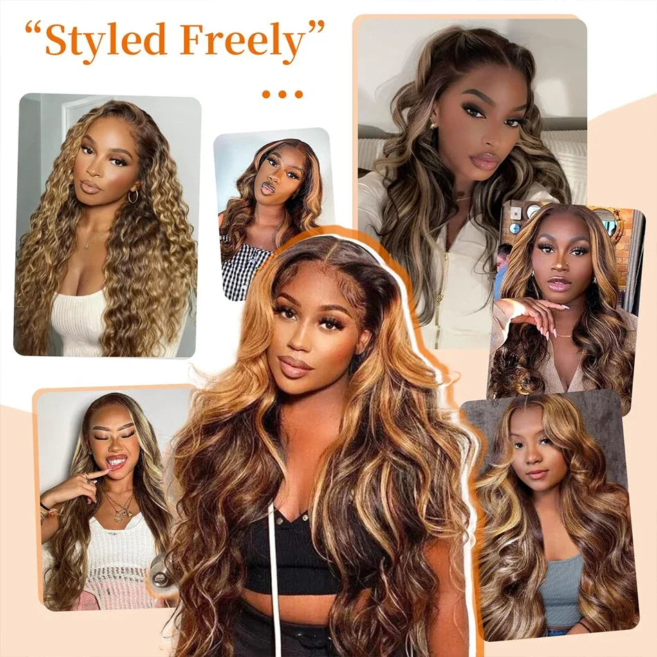 Highlight Ombre Body Wave Hair Bundles | 100% Brazilian Remy Human Hair | #613 & 4/27 | 16-34 Inch