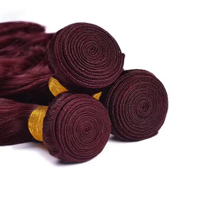 99J Burgundy Body Wave Human Hair Bundles | Brazilian Remy Weave