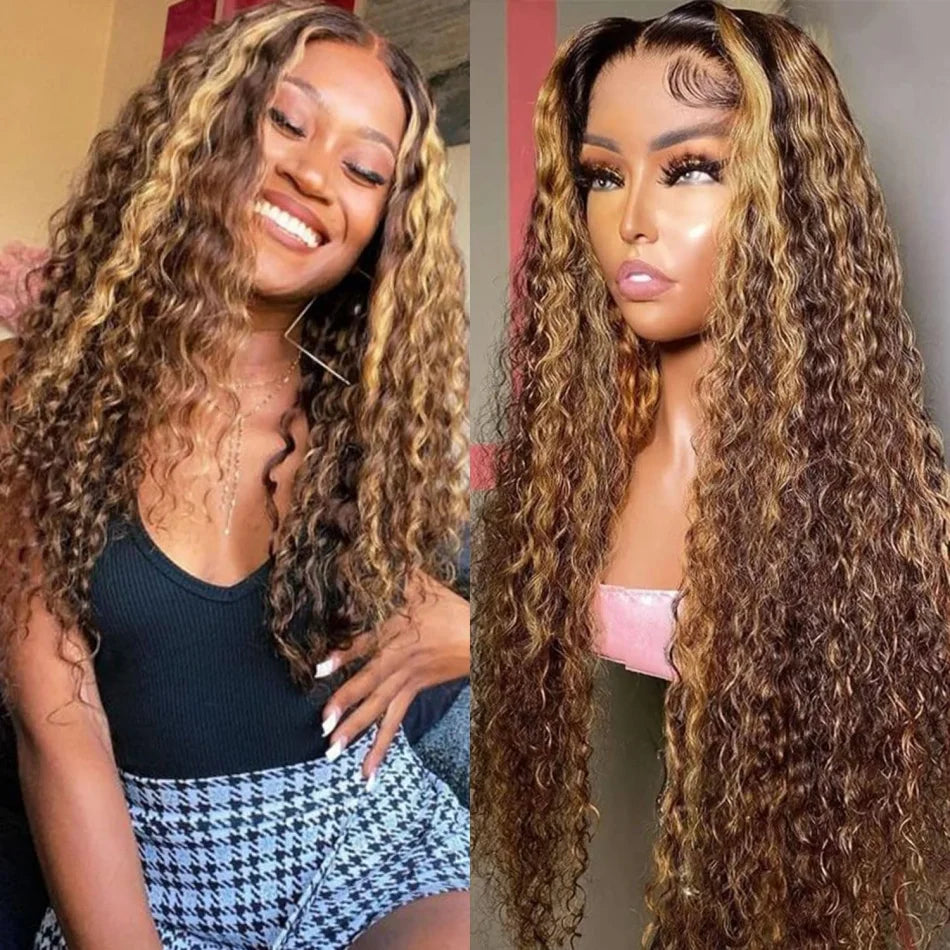 P427 Highlight Human Hair Wig | 13x4 & 13x6 HD Lace Front Wig | Deep Wave | P1B30 & 427 | 200%-250% Density