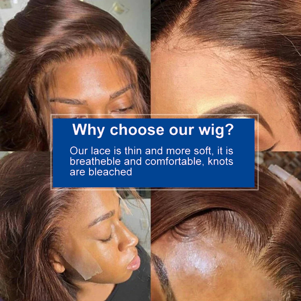 Chocolate Brown #4 Straight Bob 13x4 HD Transparent Lace Front Wig (220% Density)