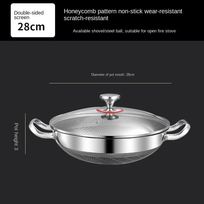 32cm 304 Stainless Steel Non-Stick Frying Pan – Induction & Gas Wok