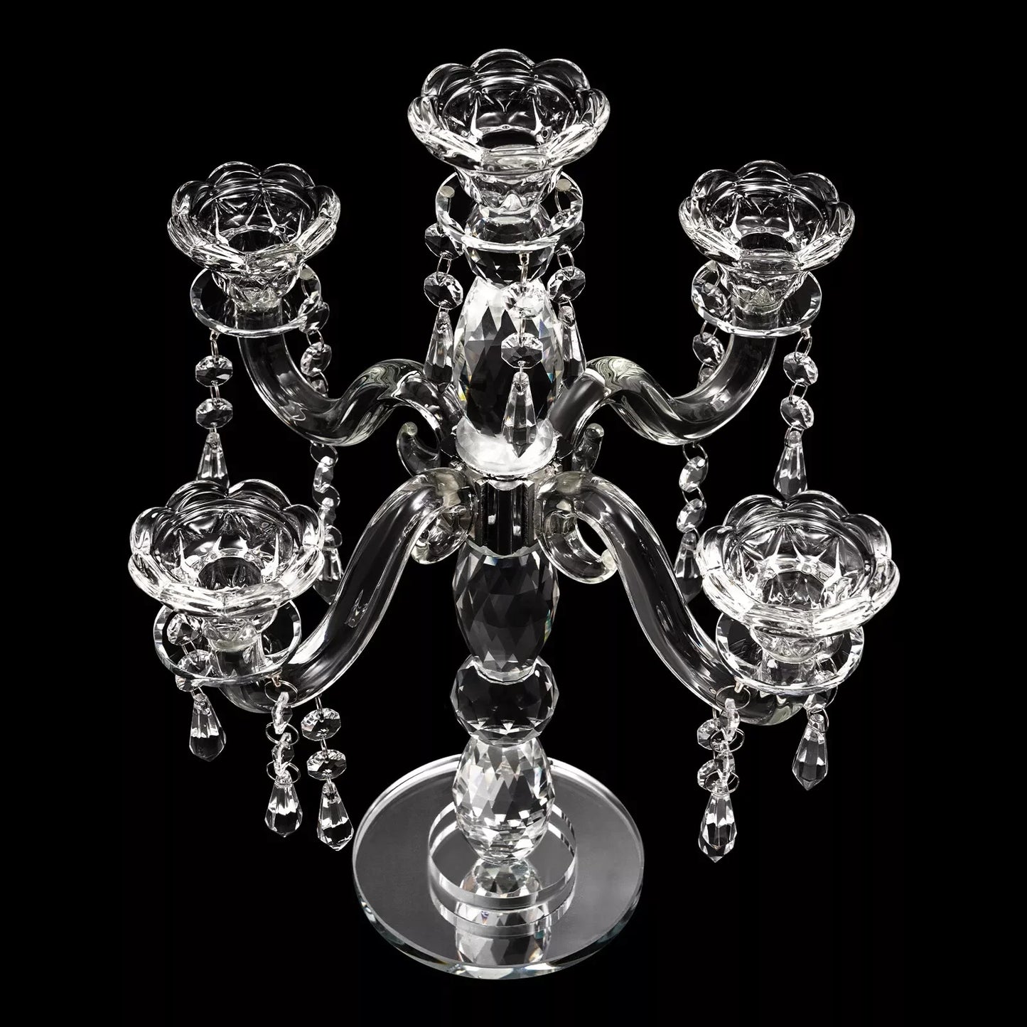 5-Arm Crystal Candle Holder Centerpiece – Elegant Candelabra Decoration for Wedding, Party & Home Décor