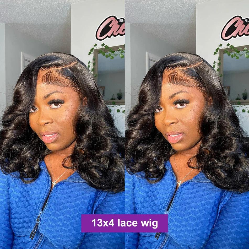 Body Wave Bob Wig 13x6 Transparent Lace Frontal Brazilian Human Hair Wig – Virgin Remy, 180% Density