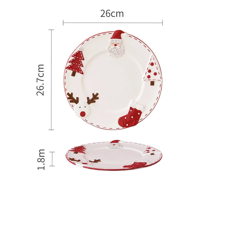 Christmas Ceramic Dinnerware Set – Santa, Snowman, and Tree Plates, Mugs & Bowls for Festive Holiday Table Decor