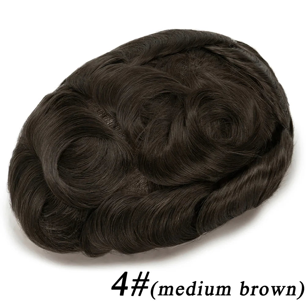 Men's Human Hair Toupee – Hollywood Skin & Lace Base, 6x8 / 7x9 / 8x10