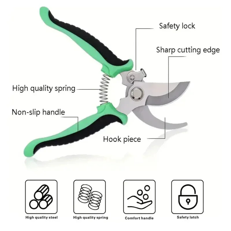 Professional Garden Pruning Shears – Sharp Stainless Steel Bypass Scissors for Plants & Flowers