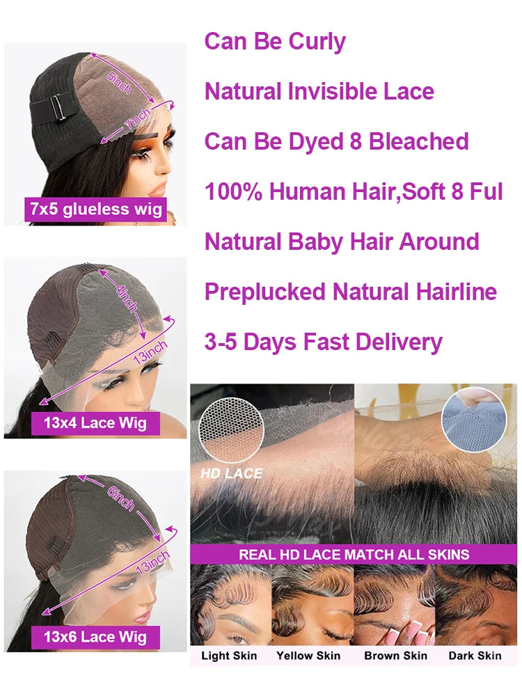 40” Deep Wave Glueless HD Lace Front Human Hair Wig (13x6 / 13x4, Malaysian Remy, Pre-Plucked)  2) Shopify 상세 설명 HTML