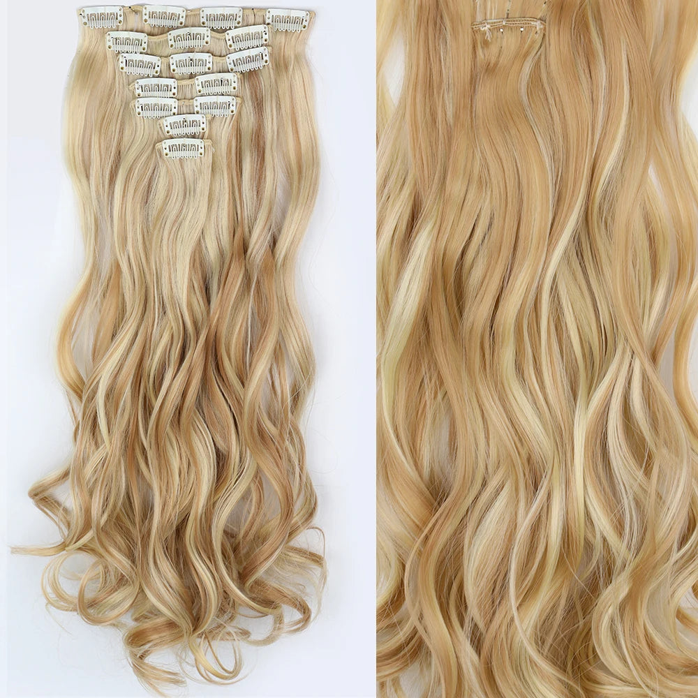 7Pcs Clip-in Hair Extensions | 24 Inch Straight | 60 Colors | Heat Resistant Fiber