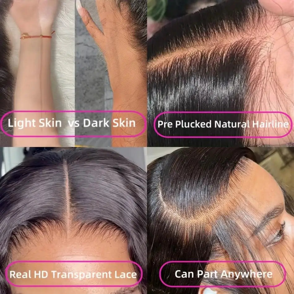 Bone Straight 13x6 HD Transparent Lace Front Wig (Wear & Go Glueless, 200% Density) – 30/34/40 Inch