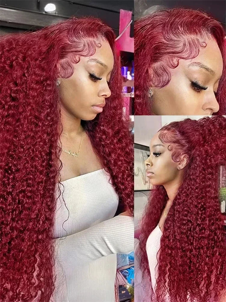 99J Burgundy Deep Curly 13x6 HD Lace Front Human Hair Wig