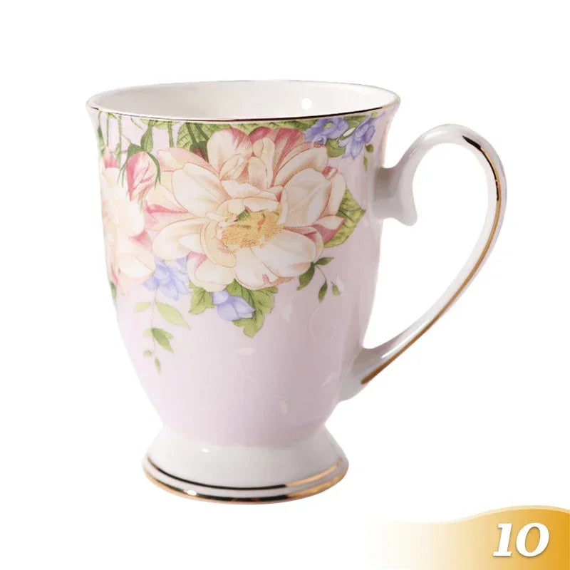 Vintage Floral Ceramic Coffee Mug – Elegant Handgrip Cup for Home & Office