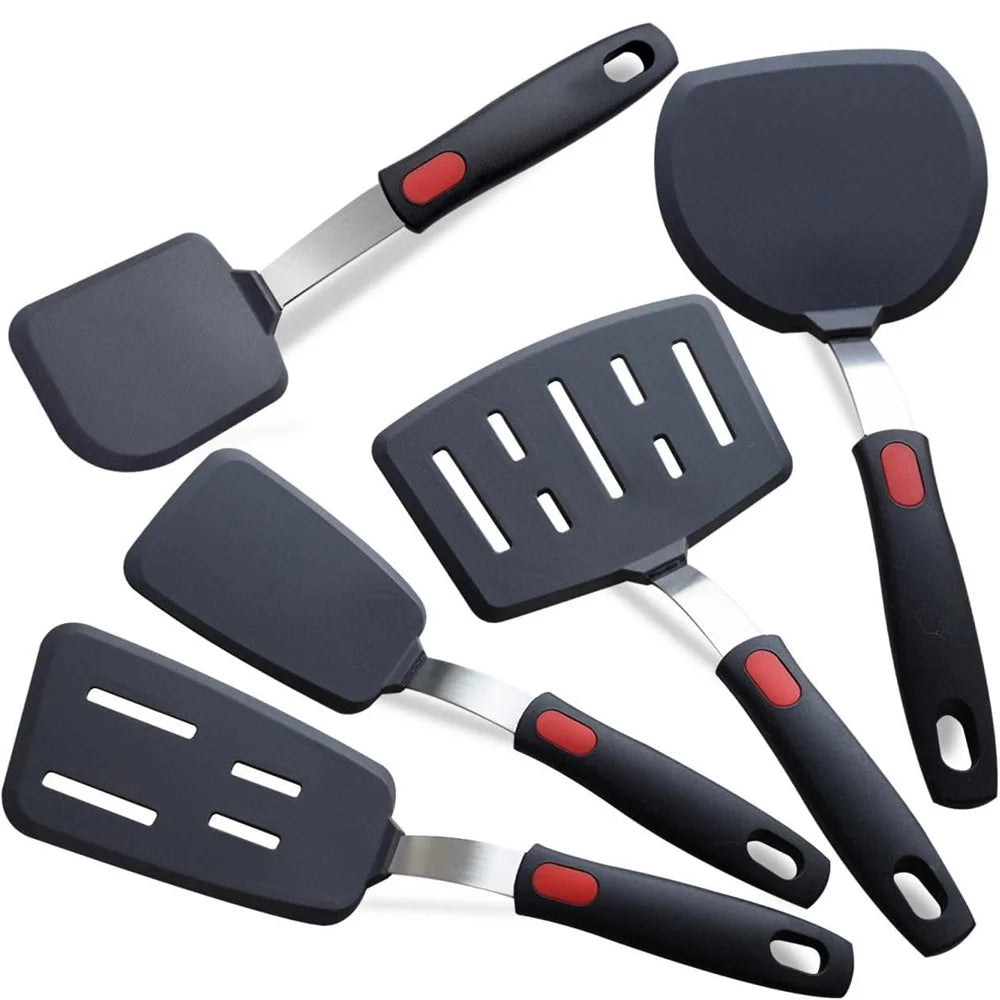 High-Temperature Silicone Spatula – Non-Stick Frying Turner with Spring Steel Core