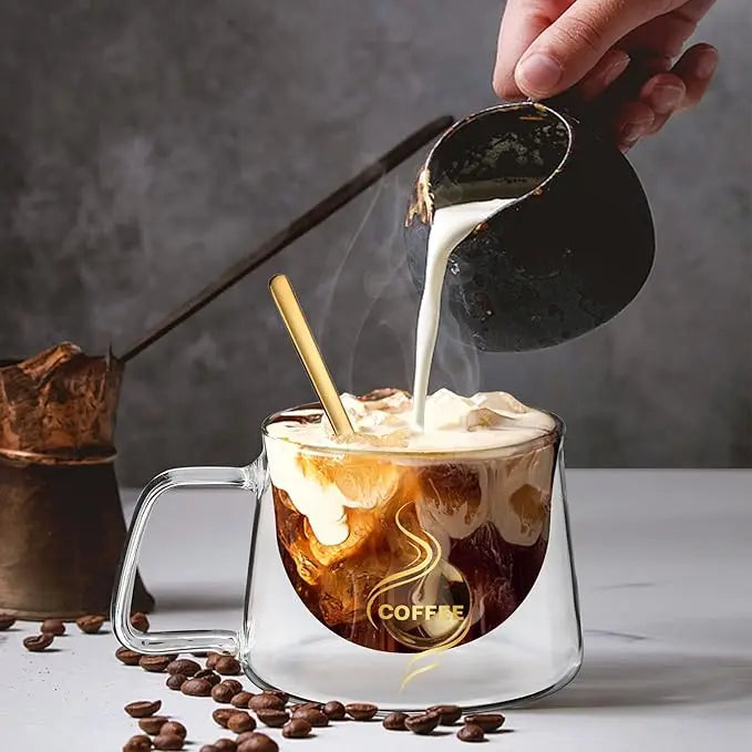 Double Wall Borosilicate Glass Coffee Mug – Heat-Resistant Espresso Cup Gift Set