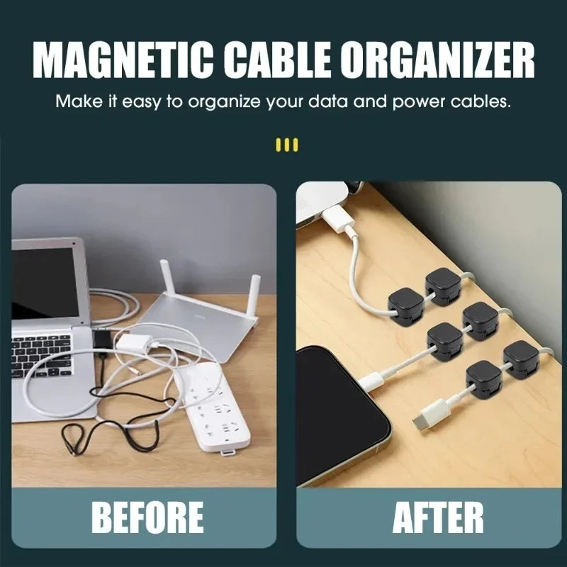 Magnetic Cable Organizer – Adhesive Wire Clip Holder for Home & Office Desk Management