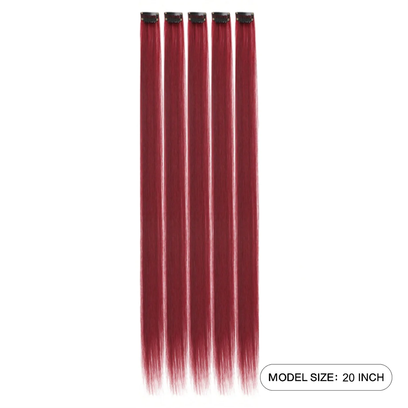 Straight Synthetic Clip-In Hair Extensions | 5pcs Set | 20 Inch | Bold Colors | Party & Cosplay
