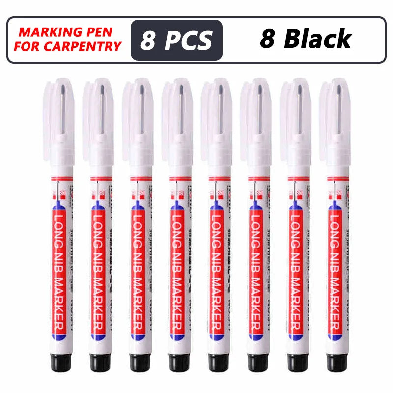 Professional Deep Hole Long Nib Marker Pen for Wood, Metal & Tile — Waterproof Carpenter Tool (20mm Nib)