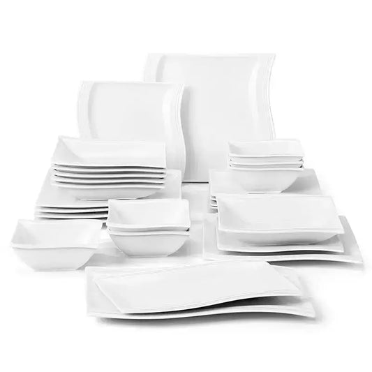 MALACASA Flora Porcelain Dinner Set – 26-Piece Elegant Tableware for 6 People