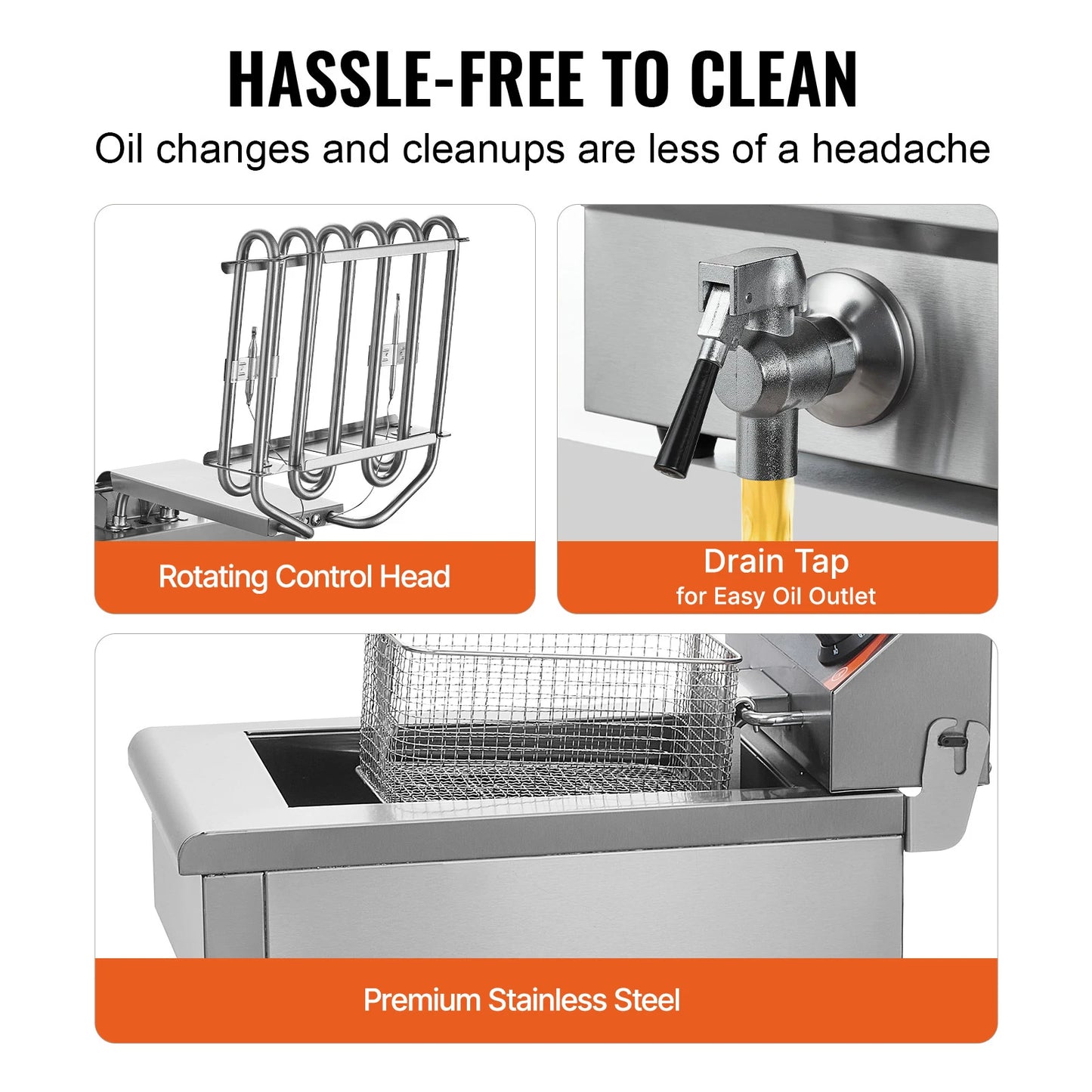 SucceBuy Dual Tank Electric Deep Fryer — Twin Basket 9.1 Qt Each Tank, Fast Heating, 220V Stainless Steel