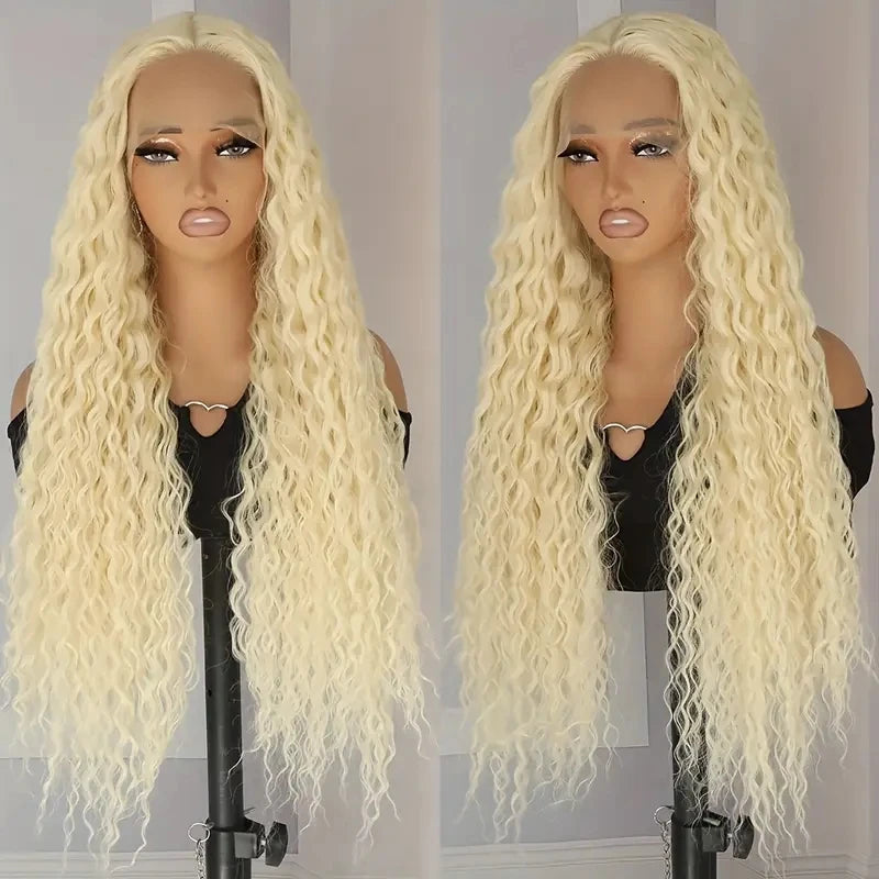 613 Blonde Deep Wave 13x6 HD Lace Front Wig (250 Density, Pre-Plucked) – Brazilian Remy Human Hair