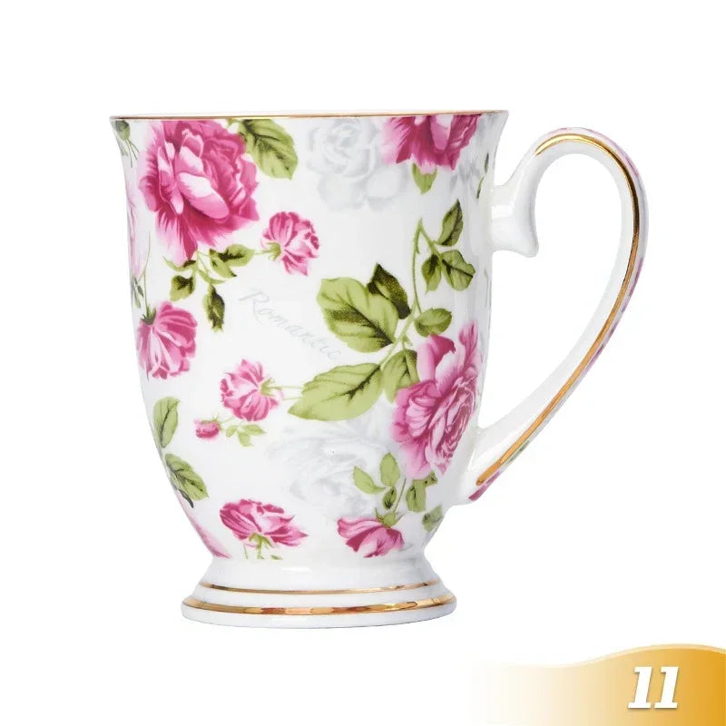 Vintage Floral Ceramic Coffee Mug – Elegant Handgrip Cup for Home & Office