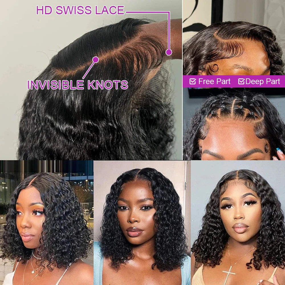 Brazilian Glueless Curly Bob Wig (Deep Water Wave) | HD Lace Front 13x4 / 13x6 | 100% Remy Human Hair