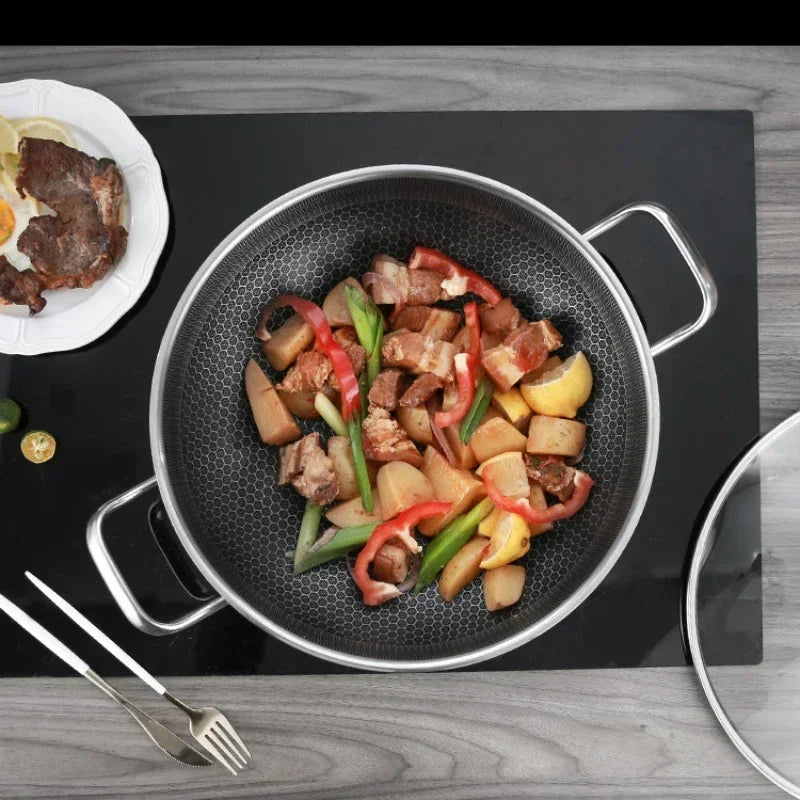 32cm 304 Stainless Steel Non-Stick Frying Pan – Induction & Gas Wok