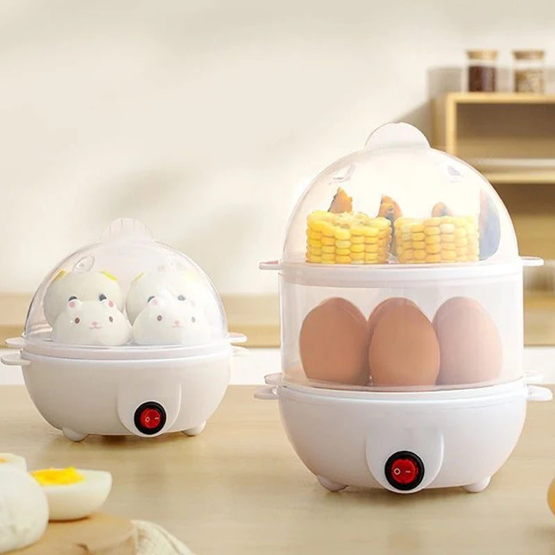 Multifunctional Electric Egg Cooker & Double-Layer Steamer | Mini Breakfast Maker