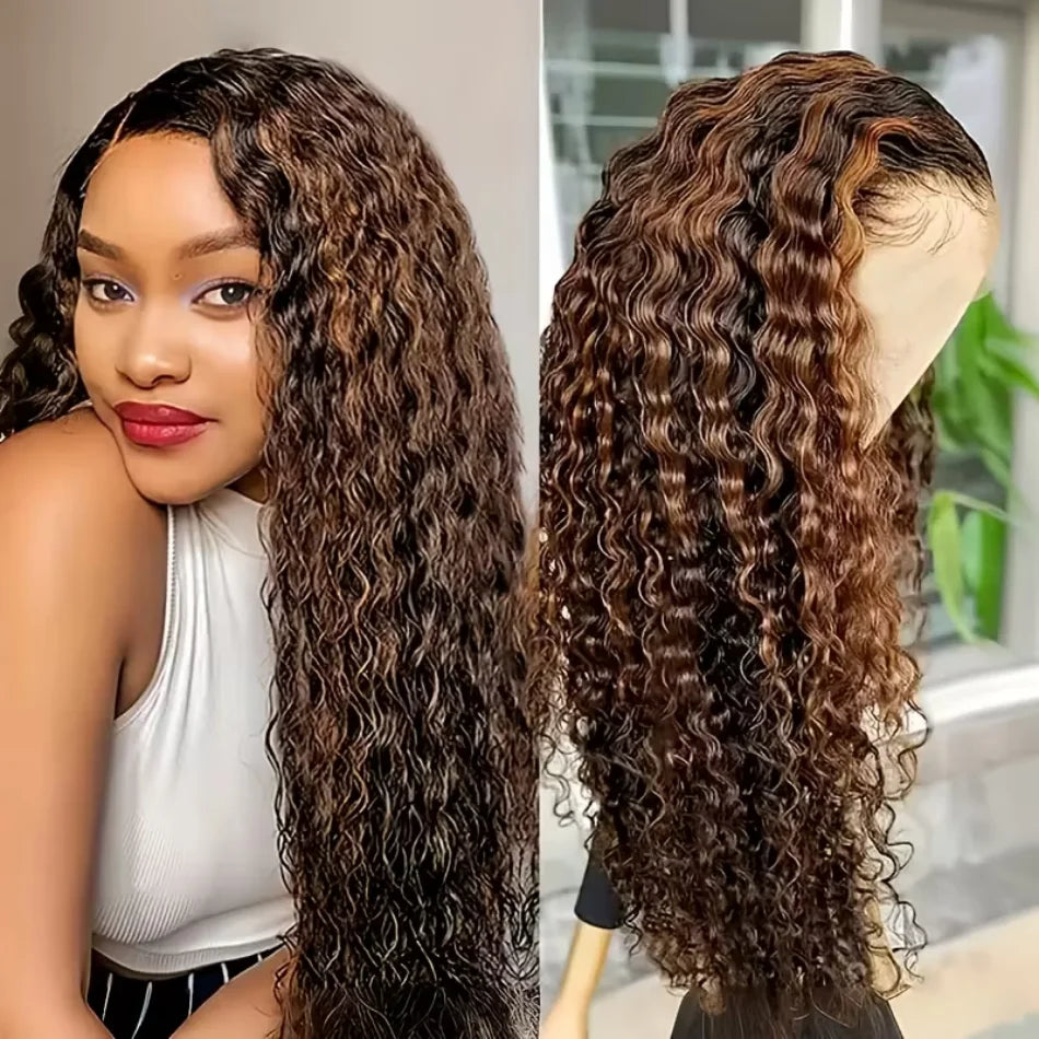 P427 Highlight Human Hair Wig | 13x4 & 13x6 HD Lace Front Wig | Deep Wave | P1B30 & 427 | 200%-250% Density