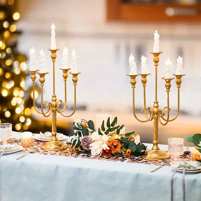 5-Arm Metal Candelabra Candle Holder – 19.6" Tall Decorative Candle Stand for Weddings, Events & Holidays