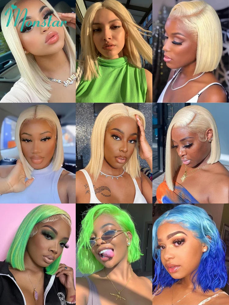 613 Blonde Bob Wig | 13x4 13x6 Lace Front Human Hair Wig | Straight Brazilian Remy Hair | 200% 220% Density