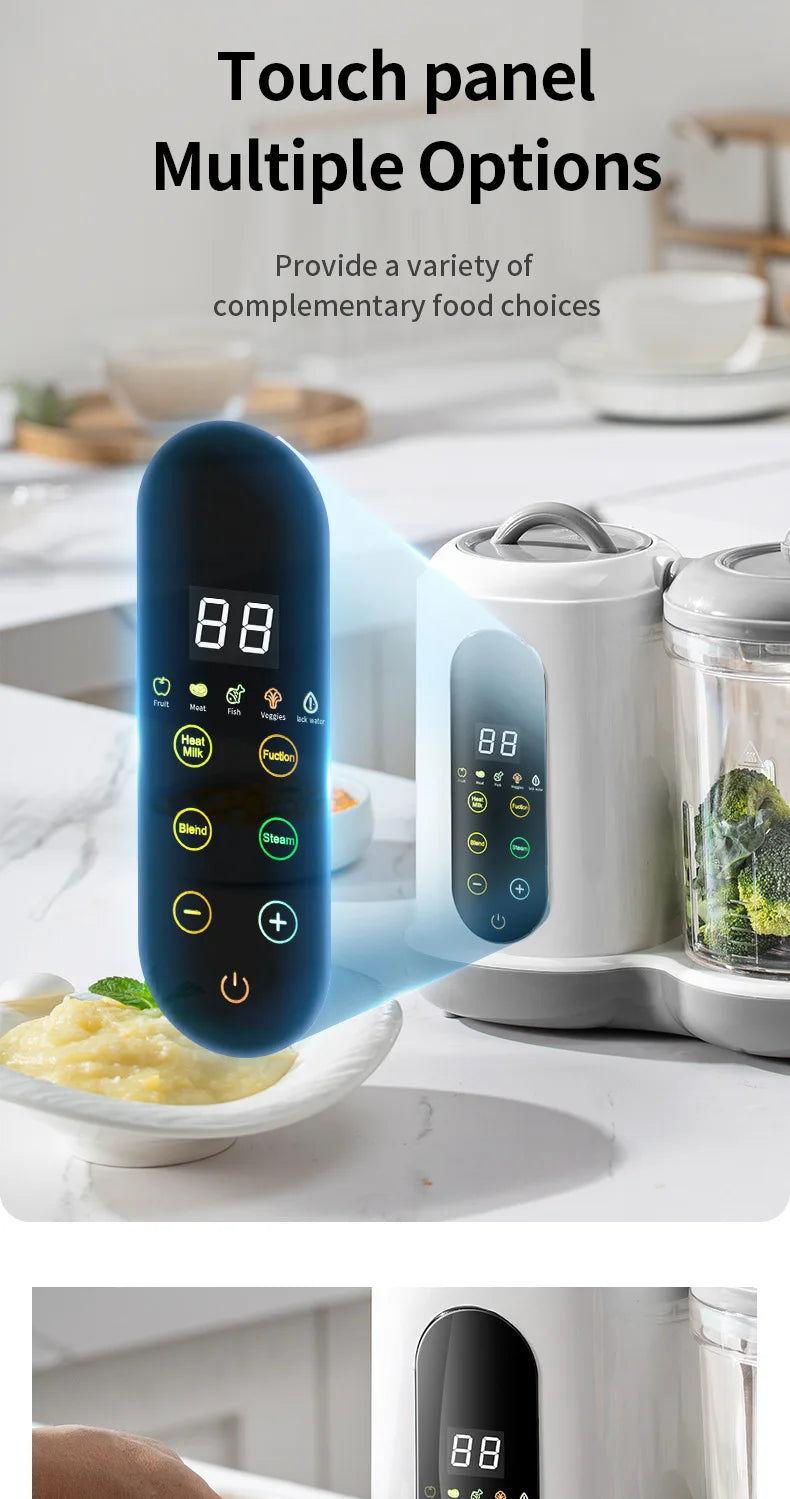 Automatic Baby Food Maker – 6-in-1 Steamer, Blender, Puree & Milk Warmer with Temperature Display