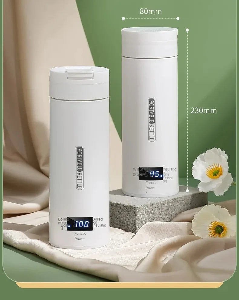 500ML Electric Kettle – Portable Tea & Coffee Travel Bottle with LED Display