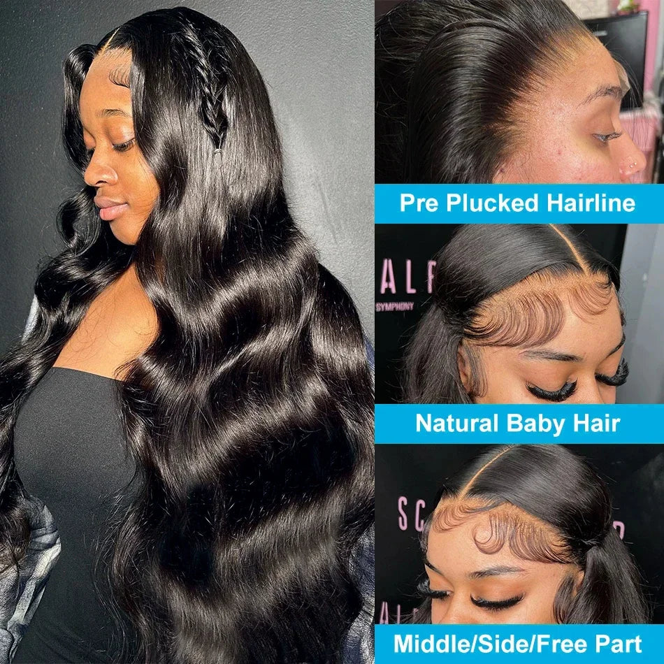 Bling Hair Body Wave 13x6 Lace Front Human Hair Wig (13x4 Option, Transparent Lace, 30–32 Inch, 180% Density)