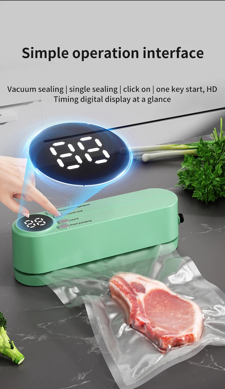 Mini Portable Vacuum Sealer – USB Rechargeable Wireless Food Saver for Dry & Moist Preservation Bags
