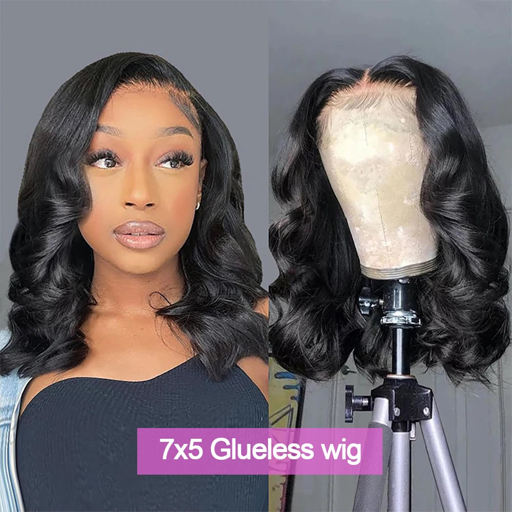 Glueless Body Wave Bob HD Lace Frontal Human Hair Wig (13x6, Transparent Lace, Brazilian Remy, Short 4–16")
