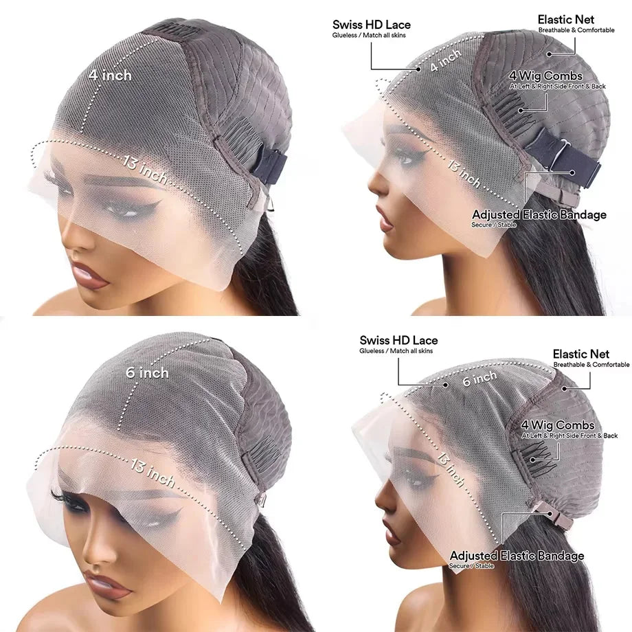 99J Burgundy Deep Wave Lace Frontal Human Hair Wig – 30 Inch HD Transparent Lace