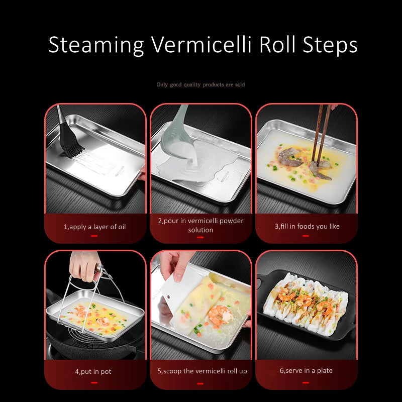 304 Stainless Steel Baking Tray – LFGB Certified, Fall-Resistant Steaming Dish (27–37.5cm Rectangular Pan)