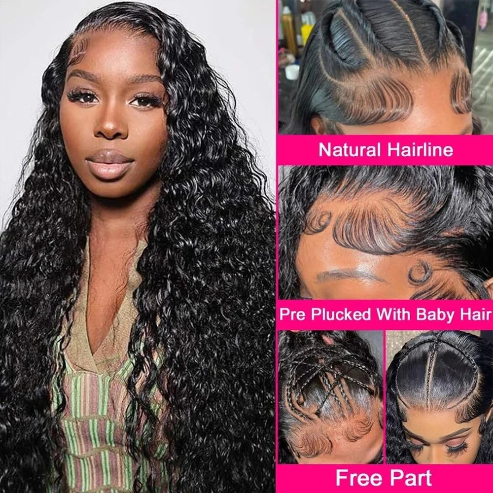 Invisible Strap HD 360 Lace Front Wig Human Hair Deep Curly Precut 360 Full Lace Wig Drawstring Snug Fit Glueless Wig Human Hair