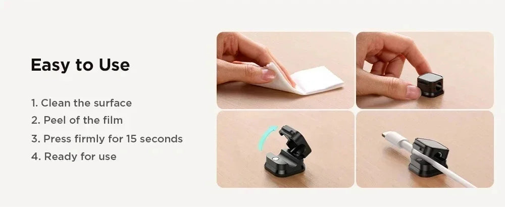 Magnetic Cable Organizer – Adhesive Wire Clip Holder for Home & Office Desk Management