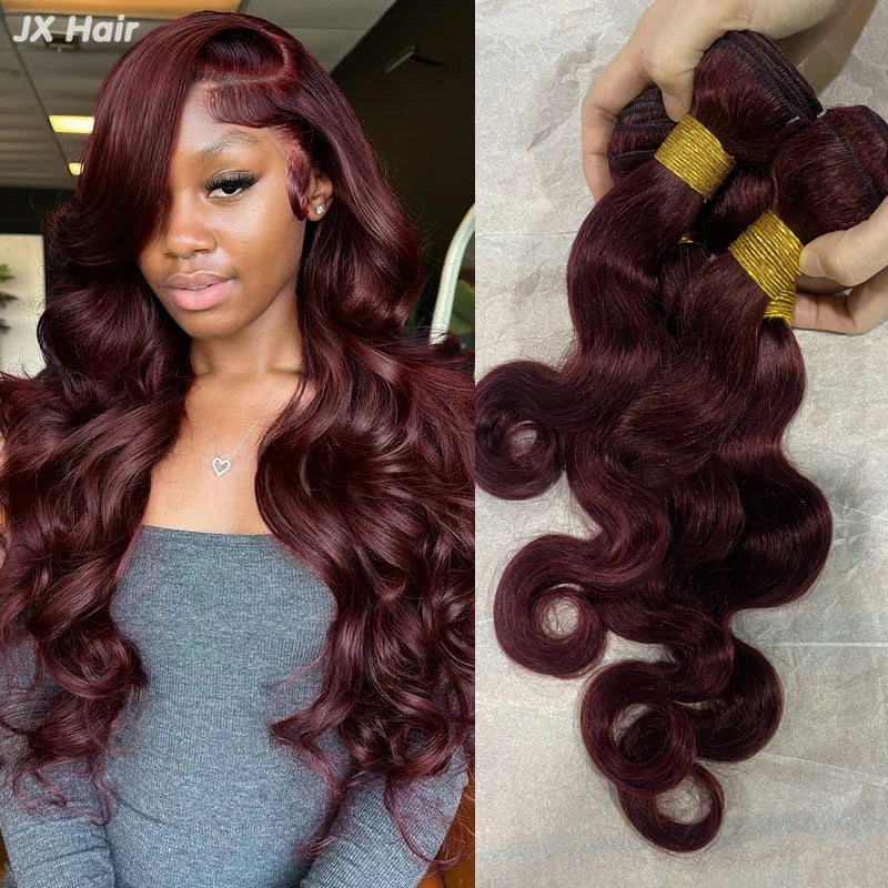 99J Burgundy Body Wave Human Hair Bundles | Brazilian Remy Weave