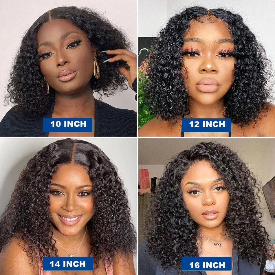 1B Natural Jerry Curly Bob 13x4 HD Lace Front Wig (Virgin Human Hair, 250% Density, 4–16")