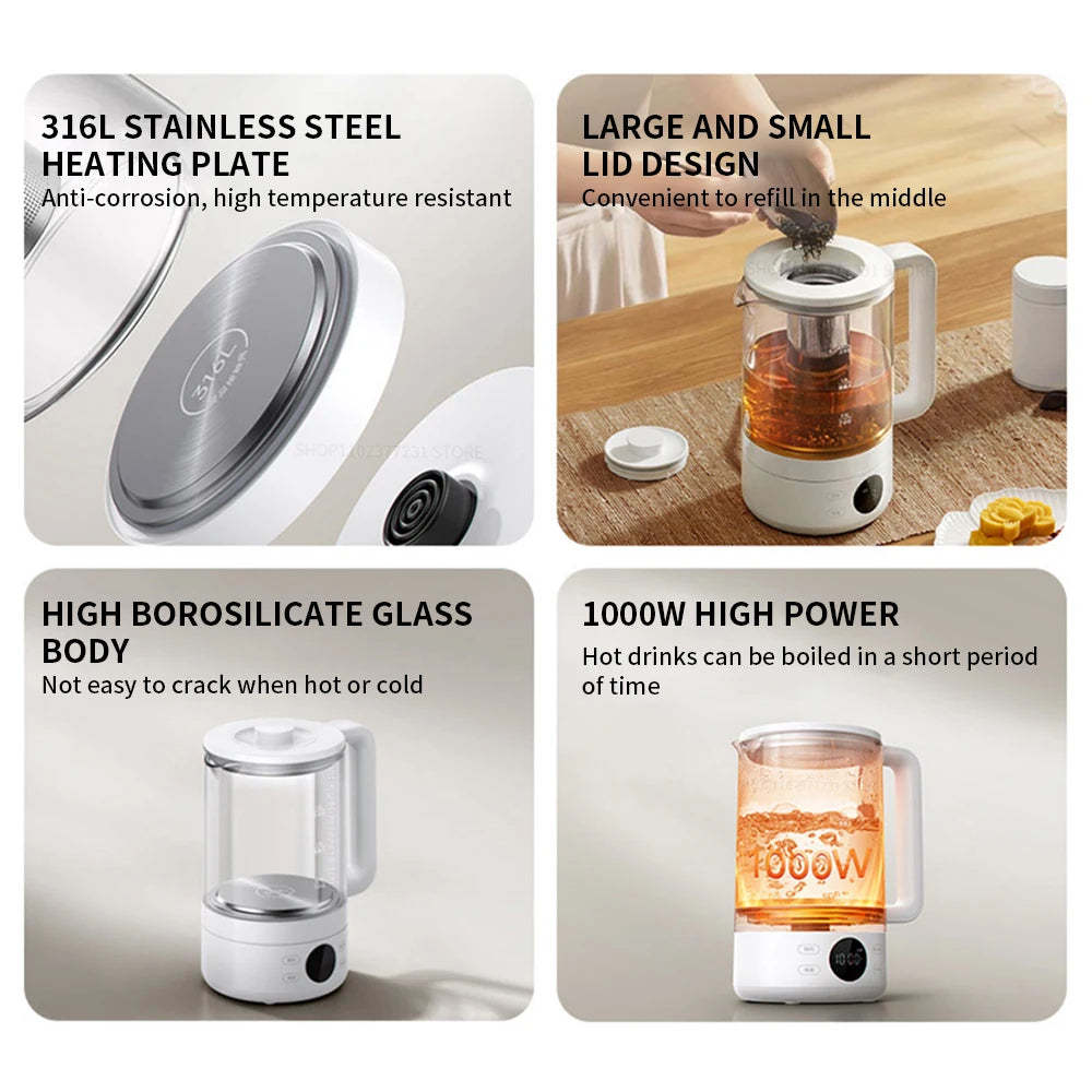 Xiaomi Mijia Smart Health Kettle S1 – 1.5L High Borosilicate Glass, 316L Stainless Steel, 1000W Power