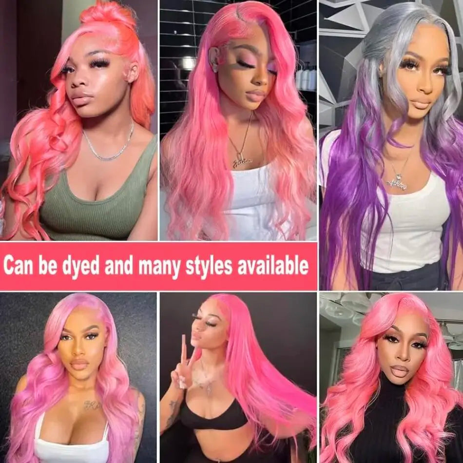 Pink Straight HD Lace Front Human Hair Wig 250% Density – 30 Inch