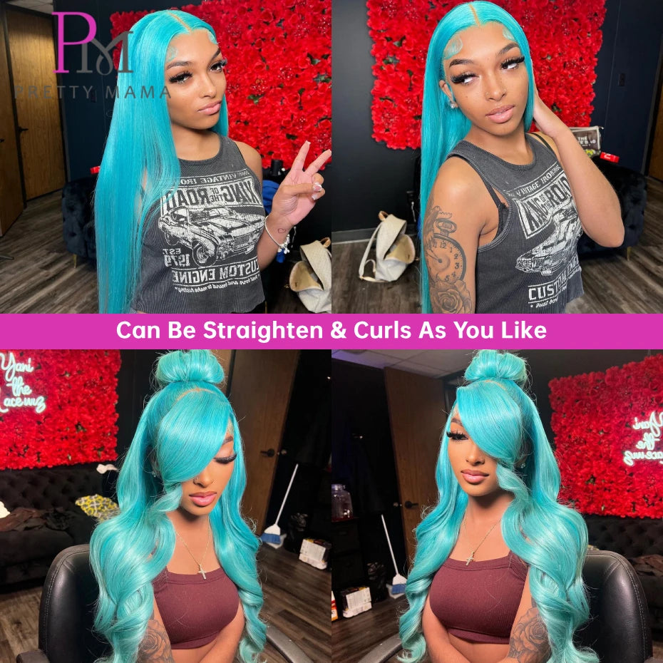 13x6 Colored Body Wave Lace Front Wig | Green, Grey & Blonde 613